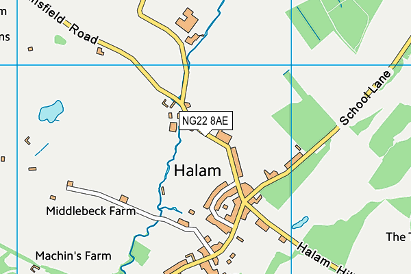 Halam C Of E Primary School map (NG22 8AE) - OS VectorMap District (Ordnance Survey)