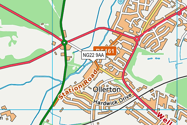 NG22 9AA map - OS VectorMap District (Ordnance Survey)