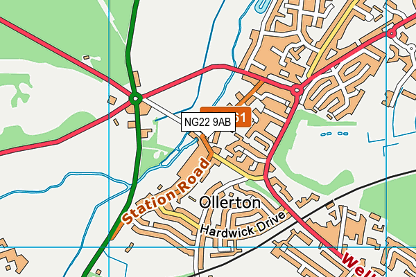 NG22 9AB map - OS VectorMap District (Ordnance Survey)