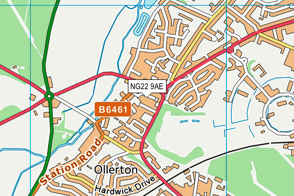 NG22 9AE map - OS VectorMap District (Ordnance Survey)