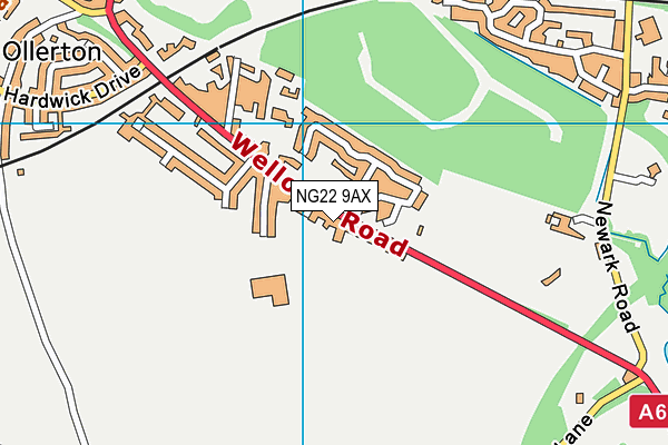 NG22 9AX map - OS VectorMap District (Ordnance Survey)