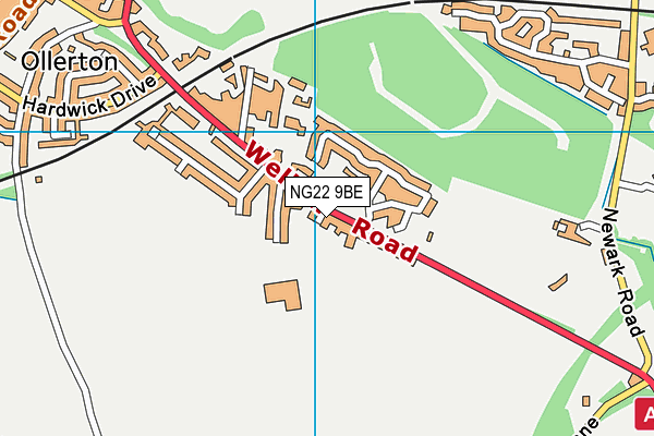 NG22 9BE map - OS VectorMap District (Ordnance Survey)