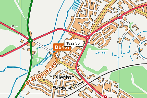 NG22 9BF map - OS VectorMap District (Ordnance Survey)