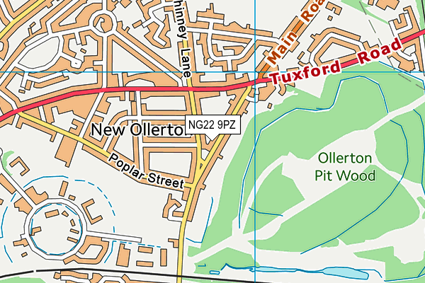 NG22 9PZ map - OS VectorMap District (Ordnance Survey)