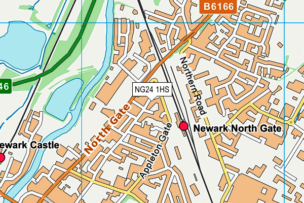 NG24 1HS map - OS VectorMap District (Ordnance Survey)