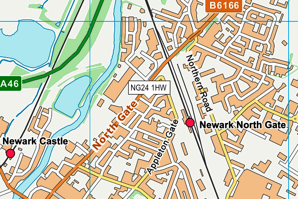 NG24 1HW map - OS VectorMap District (Ordnance Survey)