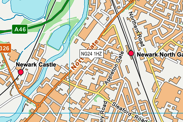 NG24 1HZ map - OS VectorMap District (Ordnance Survey)