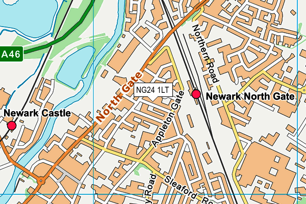 Lovers Lane Primary School map (NG24 1LT) - OS VectorMap District (Ordnance Survey)