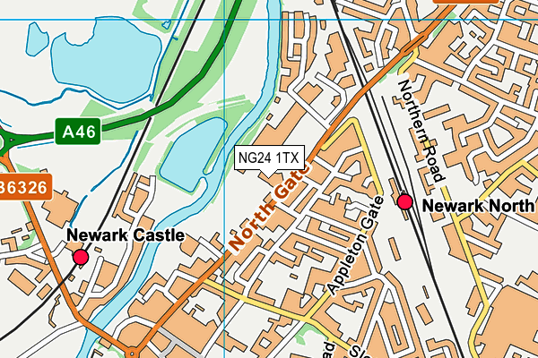 NG24 1TX map - OS VectorMap District (Ordnance Survey)