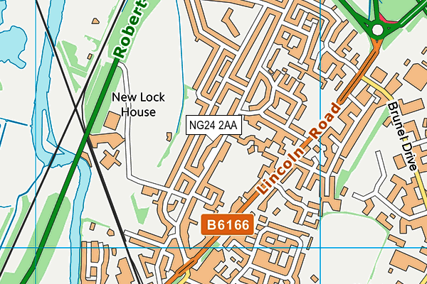 NG24 2AA map - OS VectorMap District (Ordnance Survey)