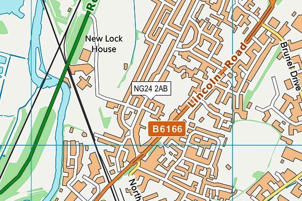 NG24 2AB map - OS VectorMap District (Ordnance Survey)