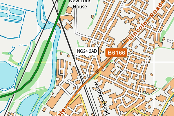 NG24 2AD map - OS VectorMap District (Ordnance Survey)