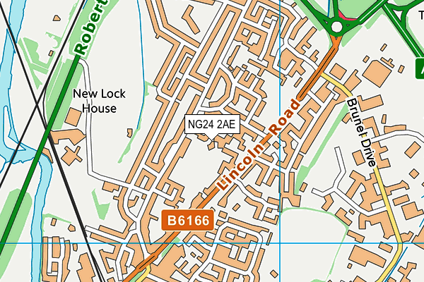 NG24 2AE map - OS VectorMap District (Ordnance Survey)