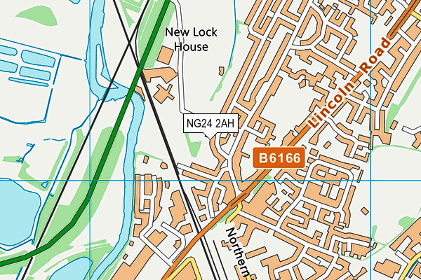 NG24 2AH map - OS VectorMap District (Ordnance Survey)