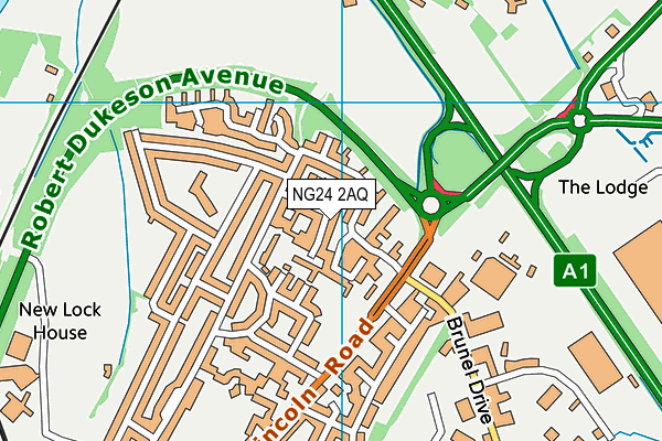 NG24 2AQ map - OS VectorMap District (Ordnance Survey)