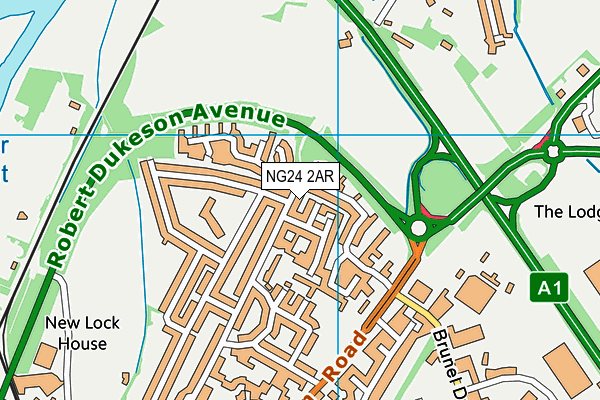 NG24 2AR map - OS VectorMap District (Ordnance Survey)