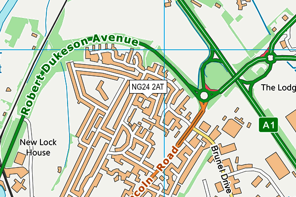 NG24 2AT map - OS VectorMap District (Ordnance Survey)