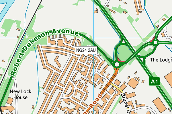 NG24 2AU map - OS VectorMap District (Ordnance Survey)