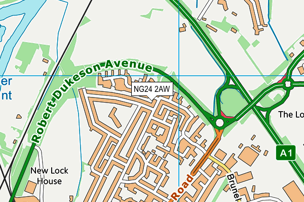 NG24 2AW map - OS VectorMap District (Ordnance Survey)