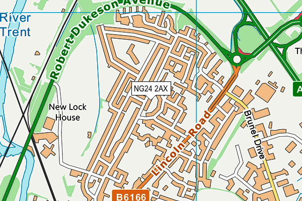 NG24 2AX map - OS VectorMap District (Ordnance Survey)