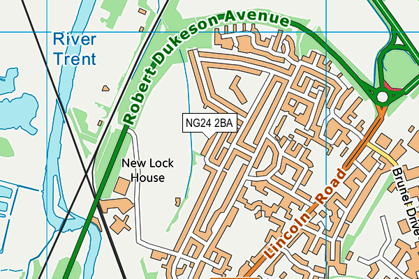 NG24 2BA map - OS VectorMap District (Ordnance Survey)