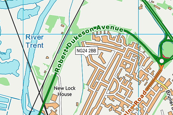 NG24 2BB map - OS VectorMap District (Ordnance Survey)