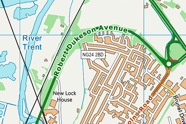 NG24 2BD map - OS VectorMap District (Ordnance Survey)