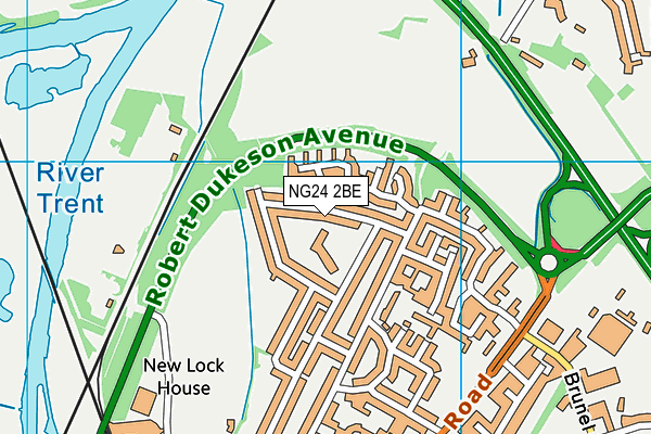 NG24 2BE map - OS VectorMap District (Ordnance Survey)