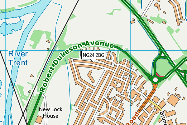 NG24 2BG map - OS VectorMap District (Ordnance Survey)