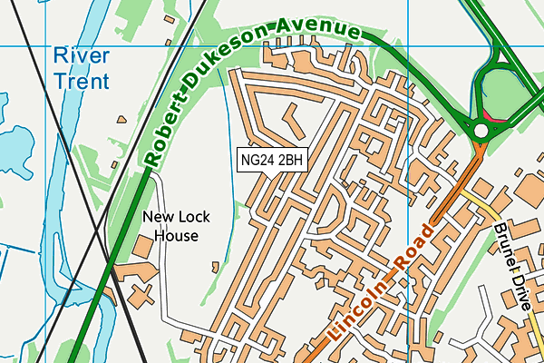 NG24 2BH map - OS VectorMap District (Ordnance Survey)