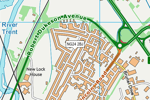 NG24 2BJ map - OS VectorMap District (Ordnance Survey)