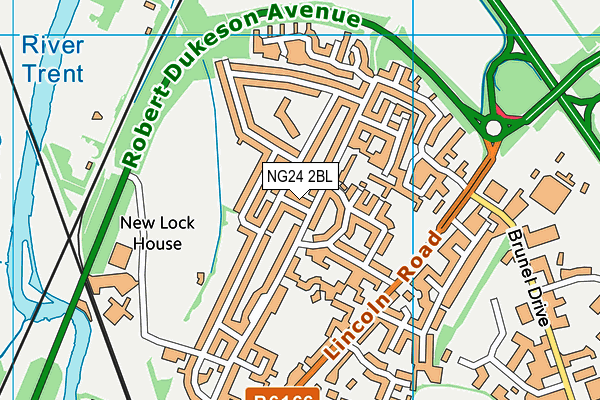 NG24 2BL map - OS VectorMap District (Ordnance Survey)