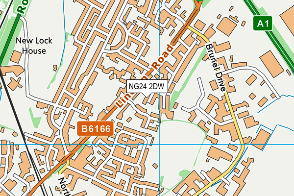NG24 2DW map - OS VectorMap District (Ordnance Survey)