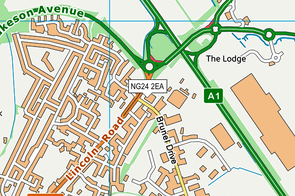 NG24 2EA map - OS VectorMap District (Ordnance Survey)