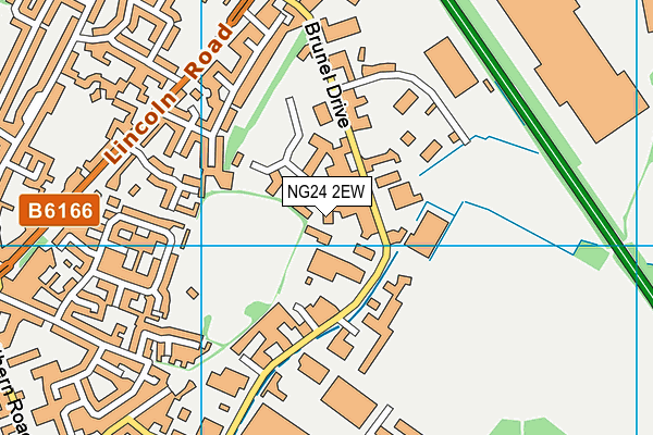 NG24 2EW map - OS VectorMap District (Ordnance Survey)