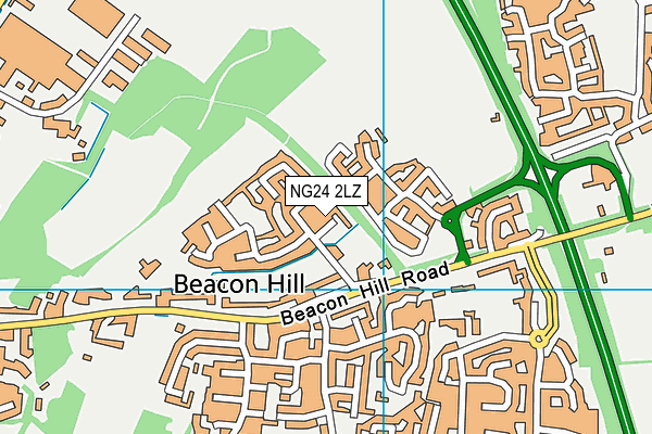 NG24 2LZ map - OS VectorMap District (Ordnance Survey)