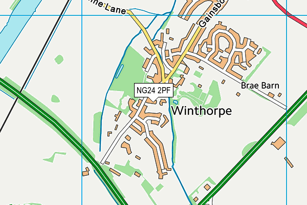 NG24 2PF map - OS VectorMap District (Ordnance Survey)