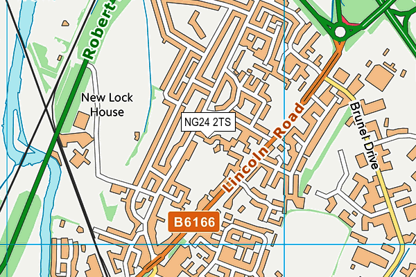 NG24 2TS map - OS VectorMap District (Ordnance Survey)