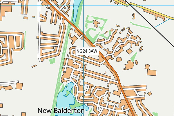 NG24 3AW map - OS VectorMap District (Ordnance Survey)