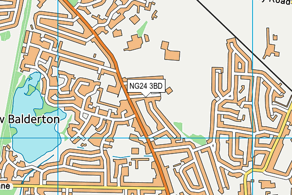 Balderton Village Hall Playing Field map (NG24 3BD) - OS VectorMap District (Ordnance Survey)