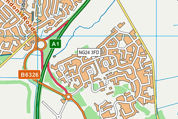 NG24 3FD map - OS VectorMap District (Ordnance Survey)