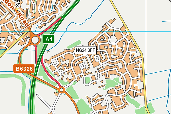 NG24 3FF map - OS VectorMap District (Ordnance Survey)