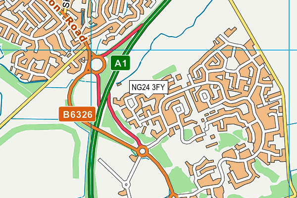 NG24 3FY map - OS VectorMap District (Ordnance Survey)