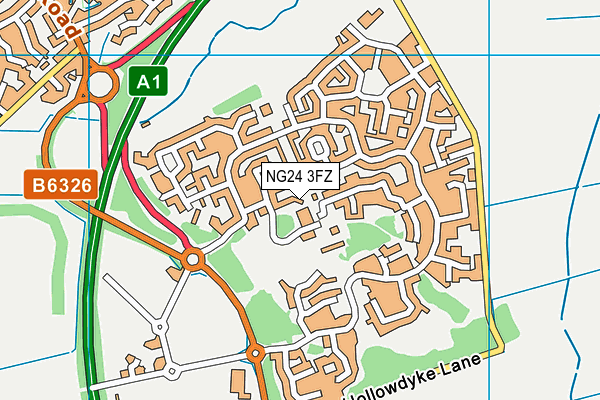 NG24 3FZ map - OS VectorMap District (Ordnance Survey)