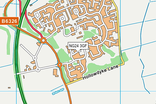 NG24 3GF map - OS VectorMap District (Ordnance Survey)