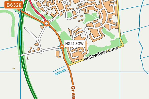 NG24 3GW map - OS VectorMap District (Ordnance Survey)