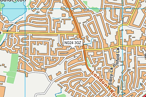 NG24 3GZ map - OS VectorMap District (Ordnance Survey)