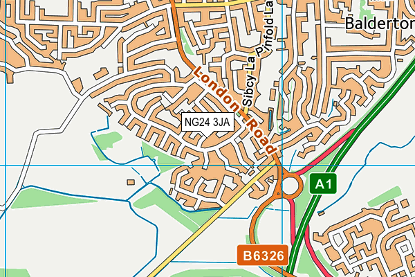 NG24 3JA map - OS VectorMap District (Ordnance Survey)