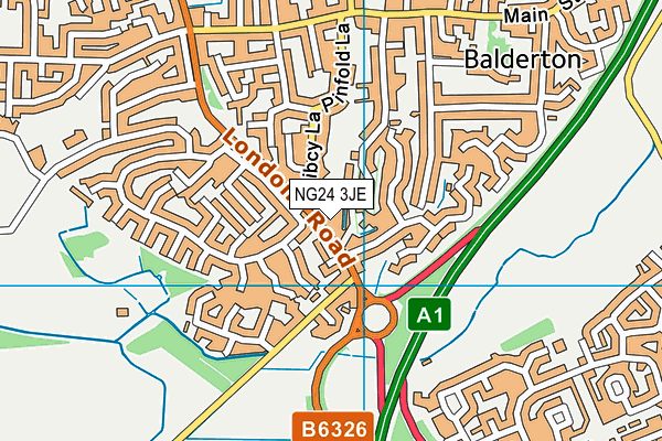 NG24 3JE map - OS VectorMap District (Ordnance Survey)