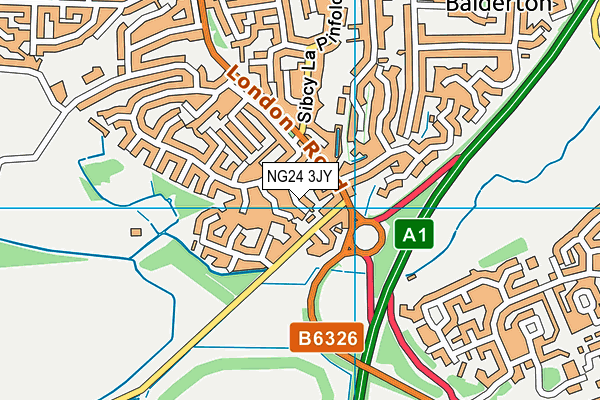 NG24 3JY map - OS VectorMap District (Ordnance Survey)